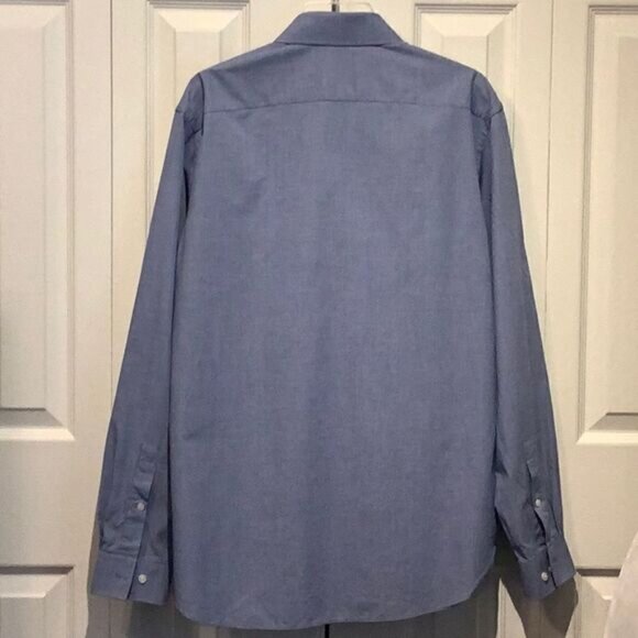 MICHAEL KORS PINSTRIPE BUTTON DOWN LONG SLEEVE SHIRT SIZE 16.5  LARGE - Picture 4 of 8